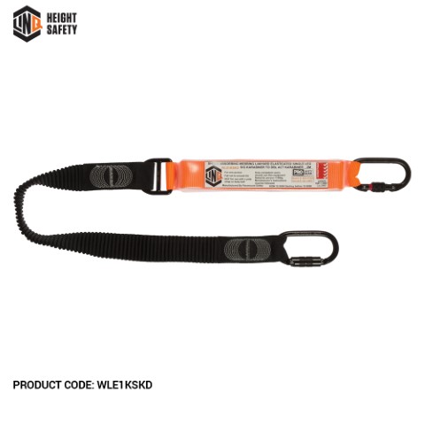 LINQ WEBBING LANYARD ELASTICATED SNG LEG; 1 X SCREW GATE KARABINER